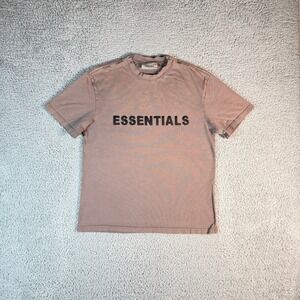 Fear Of God Essentials T-Shirt Size Medium Logo Rubber Spell Out Brown